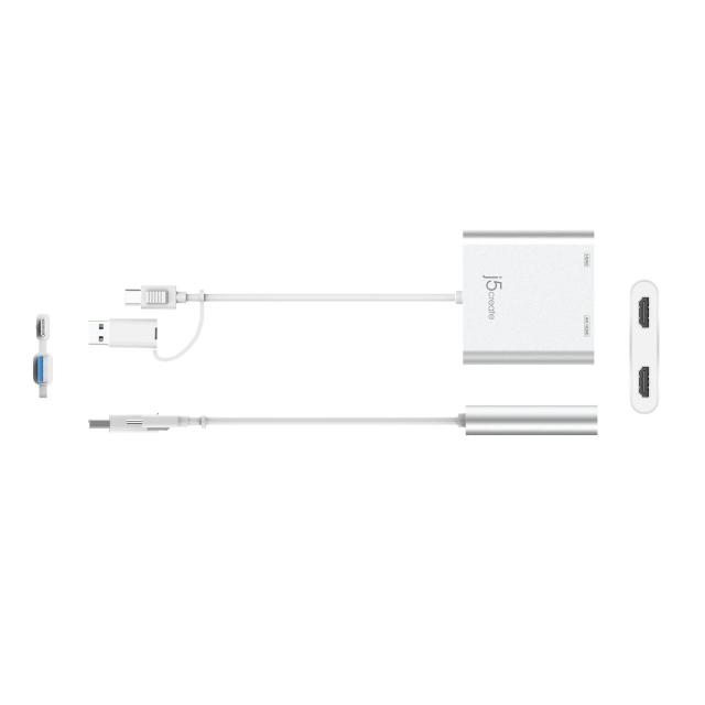 Адаптер j5create JCA365, За 2 монитора, USB-C - 2 x HDMI 