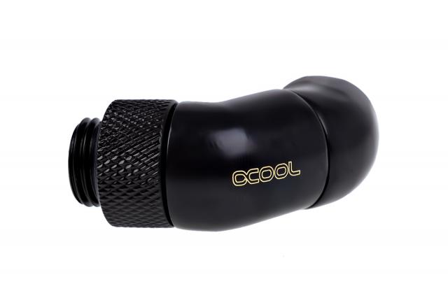 Alphacool Eiszapfen angled adaptor double-45° rotatable G1/4 outer thread to G1/4 inner thread - deep black 