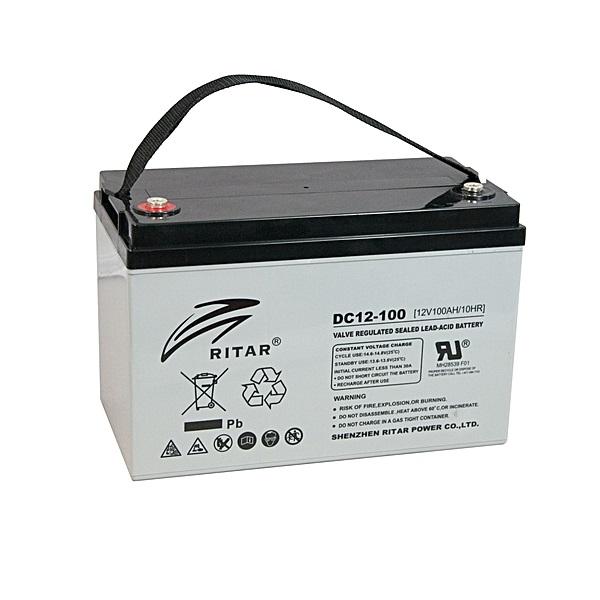 Lead Battery AGM Deep Cycle for solar systems RITAR (DC12-100)12V/100Ah -328 /172/219mm F12/M8 RITAR 