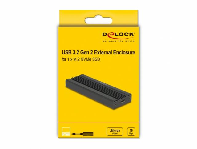 Delock External Enclosure for M.2 NVMe PCIe SSD with SuperSpeed USB 10 Gbps (USB 3.2 Gen 2) USB Type-C™ female 
