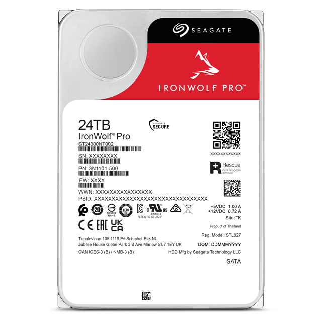 Хард диск SEAGATE IronWolf Pro ST24000NT002, 24TB, 256MB Cache, SATA 6.0Gb/s 