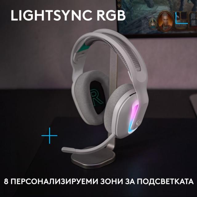Геймърски слушалки Logitech G522 Lightspeed Wireless RGB, Микрофон, Бели 