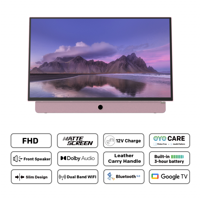 METZ Портативен телевизор 24MPE7300Z 24" LED FHD(1920x1080) GoogleTV, HDR10, розов 