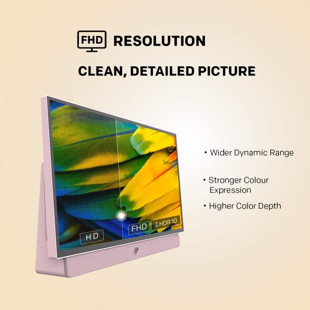 METZ Портативен телевизор 24MPE7300Z 24" LED FHD(1920x1080) GoogleTV, HDR10, розов 