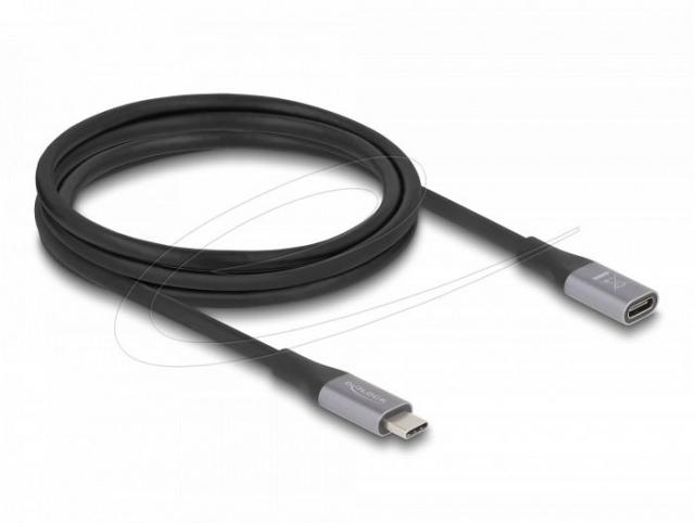 Delock USB 40 Gbps Extension Cable USB Type-C™ male to female PD 3.1 240 W 1 m grey metal 