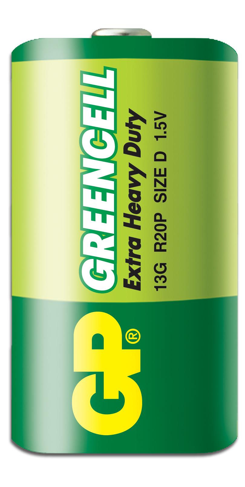 Цинк карбонова батерия GP R20, Greencell 13G-U2, 2 бр. в опаковка, blister, 1.5V