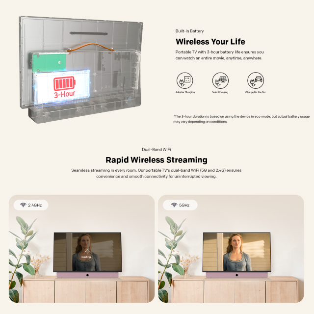 METZ Портативен телевизор 24MPE7300Z 24" LED FHD(1920x1080) GoogleTV, HDR10, розов 