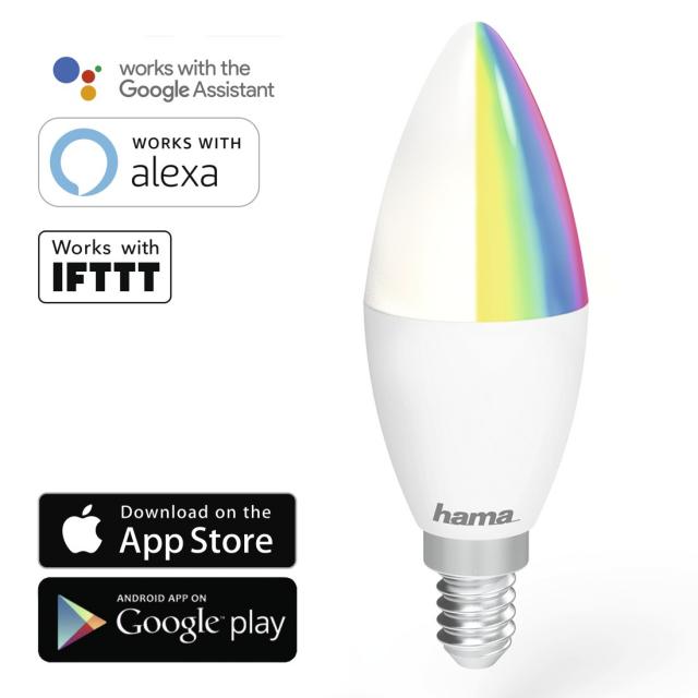 Димираща RGB крушка HAMA WiFi-LED, 4.5W, E14, 350 lm 