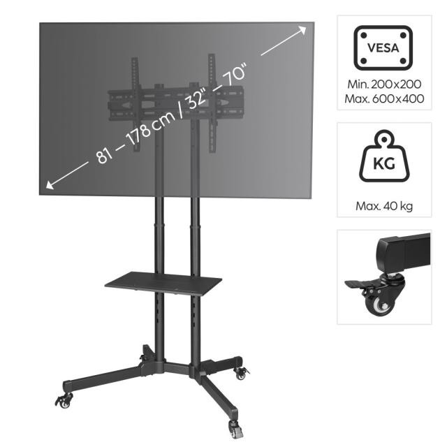 Hama "Trolley" TV Stand with Castors, up to 75", 220874 