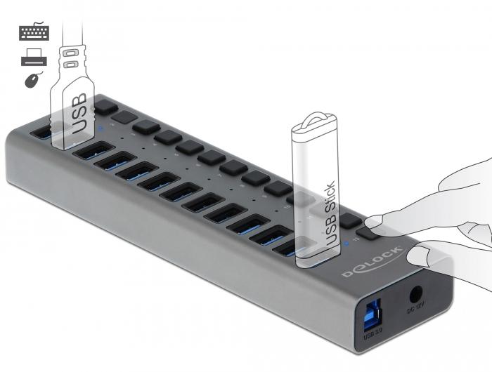 USB хъб Delock, 13 x USB-A, DELOCK-63738