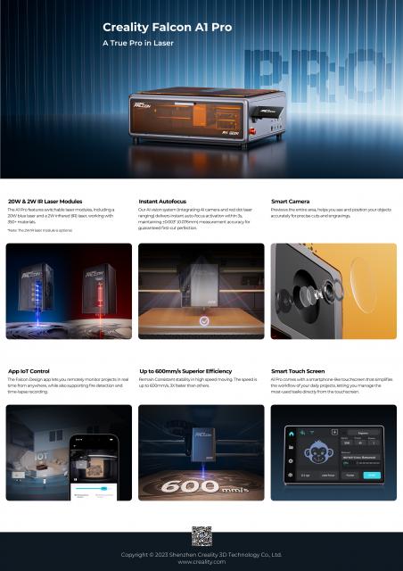 Машина за лазерно гравиране Creality Falcon A1 Pro 20W 