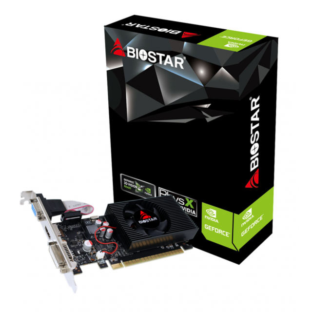 Видео карта BIOSTAR GeForce GT730, 2GB, GDDR3, 128 bit, DVI-I, D-Sub, HDMI