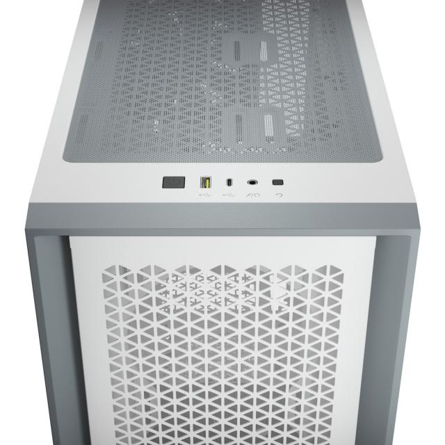 Кутия Corsair 4000D Airflow Mid Tower, Tempered Glass, Бяла 