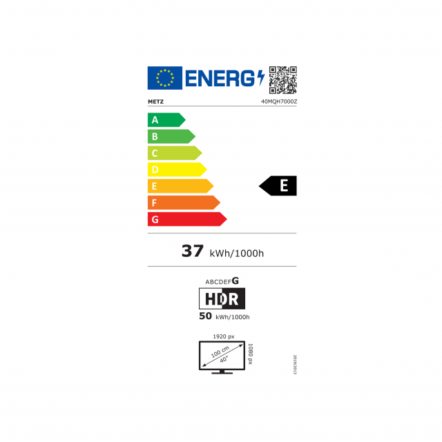 METZ TV 40" 40MQH7000Z Full HD QLED+ Google TV, Клас E 