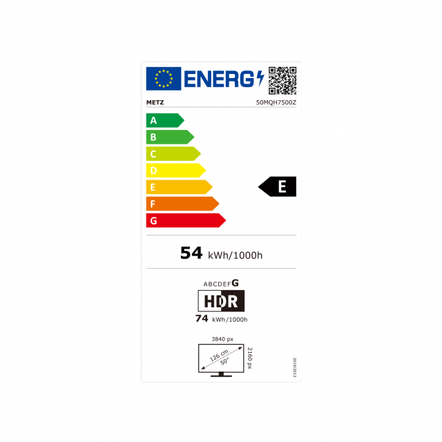 METZ TV 50" 50MQH7500Z UHD 4K QLED+ Google TV, Клас E 