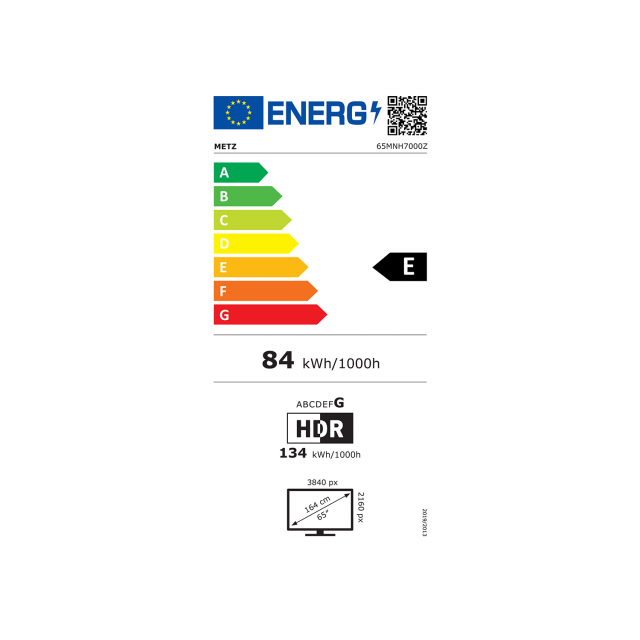 METZ TV 65" 65MNH7000Z UHD 4K QD-Mini LED, Matte Screen Ultra, Google TV, Клас E 