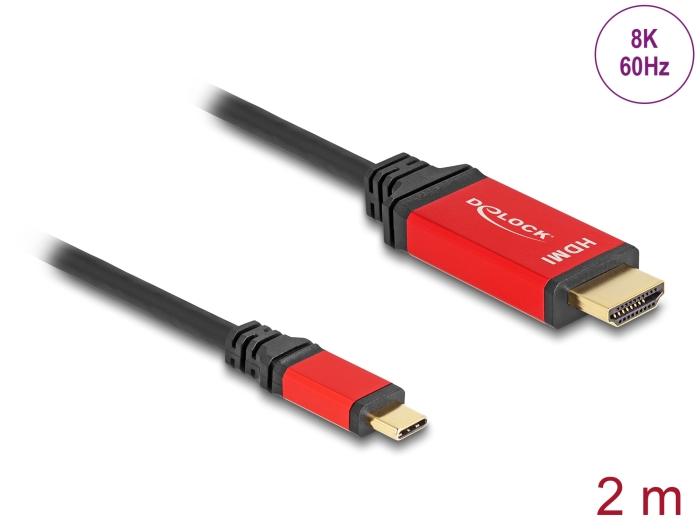 Кабел Delock USB-C - HDMI, 2m, Червен