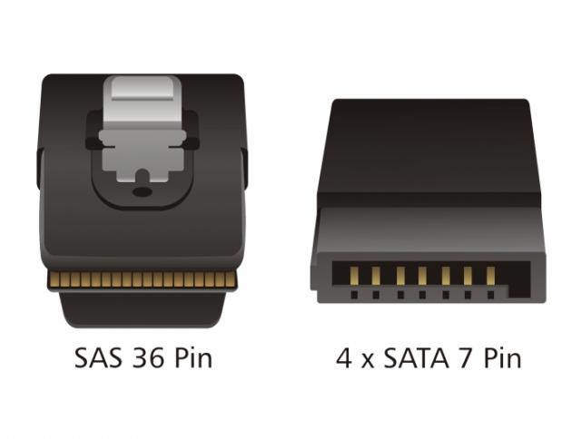 Delock Cable Mini SAS SFF-8087 > 4 x SATA 7 pin 0.5 m 
