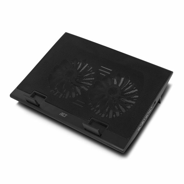 Laptop cooling stand, up to 17", adjustable height (2 positions), 4-port hub 