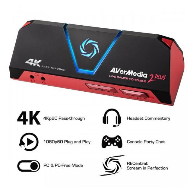 Външен кепчър AVerMedia LIVE Gamer Portable 2 Plus, USB 