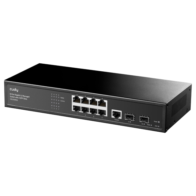Суич Cudy GS2008S2, L2, 8 x Gigabit Ethernet ports, 2 x SFP, 128MB RAM 