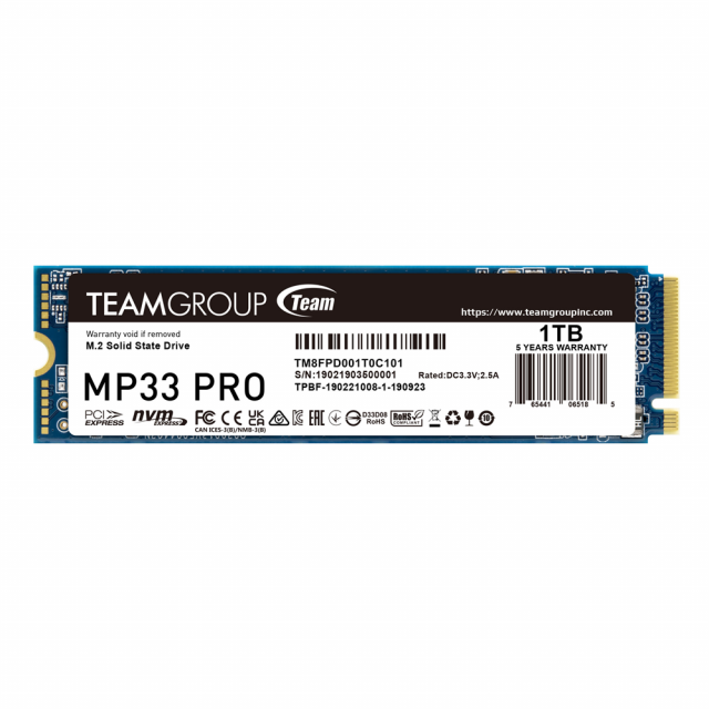 SSD Team Group MP33 PRO, M.2 2280 NVMe, 1TB,  PCIe Gen3x4 