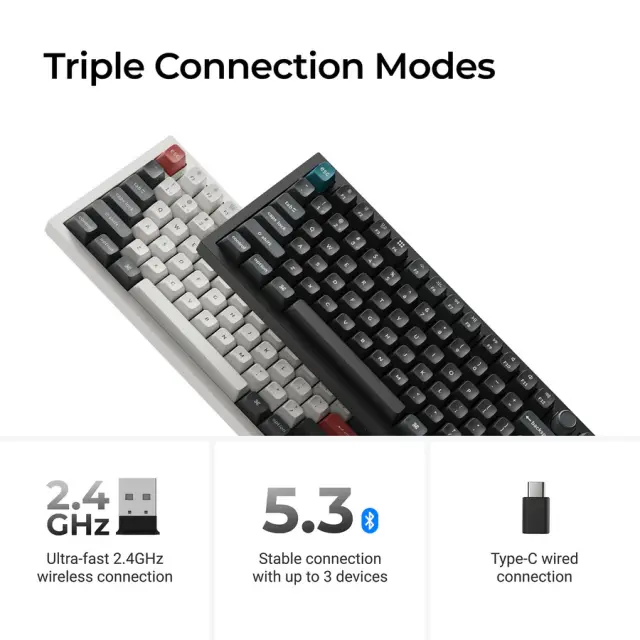 Безжична механичка клавиатура Keychron Q6 Ultra 8K Black - Silk POM Switch Banana 