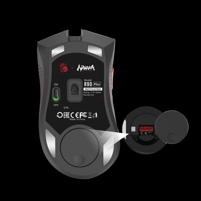 Геймърска Безжична мишка A4tech Bloody R90 Plus Naraka, 2.4 GHz, Black 