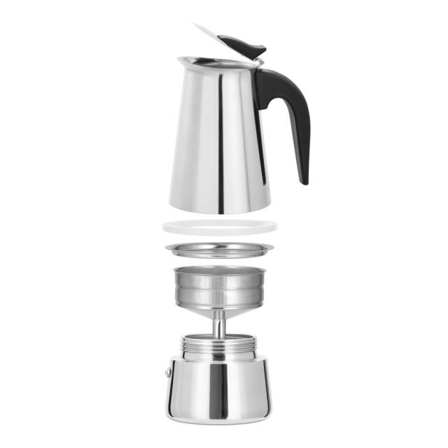 Xavax Stainless Steel Espresso Maker for 4 Cups, 111274 