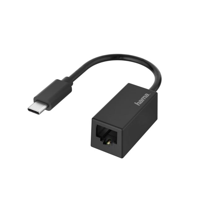 Hama Network Adapter, USB-C Plug - LAN/Ethernet Socket, Gigabit Ethernet 