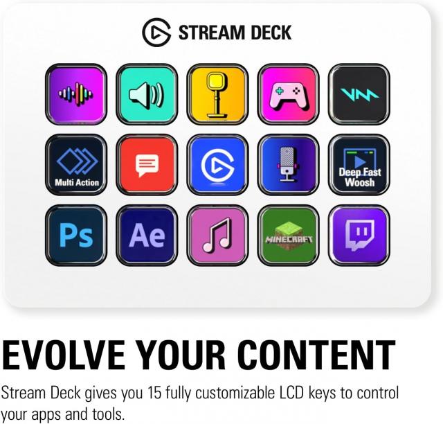 Elgato Stream Deck MK.2 - 15 Customizable LCD Keys White  