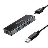 Хъб 4-портов J5 Create JUH340, USB 3.0, 1:4, Черен  