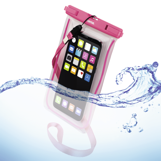 Чанта за смартфон HAMA Playa, Размер XXL, Водоустойчива IPX8, Прозрачен/Розов 