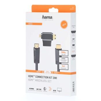 Hama High Speed HDMI™ Cable, Plug - Plug, Ethernet, 1.5 m + HDMI™ adapter 
