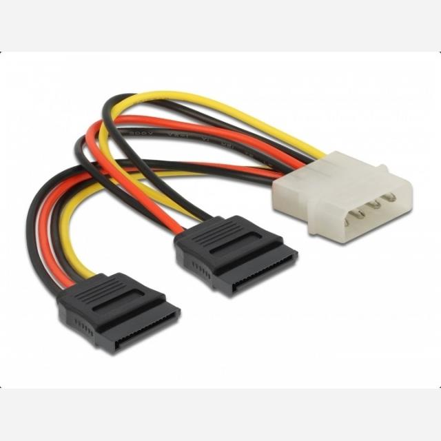 Cable DeLock Power Molex 4 Pin male to 2 x SATA 15 Pin 16 cm