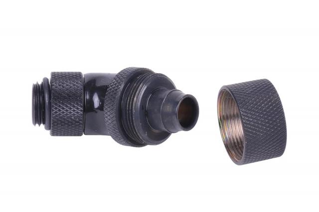 Alphacool 16/10 compression fitting 45° revolvable G1/4'', deep black 
