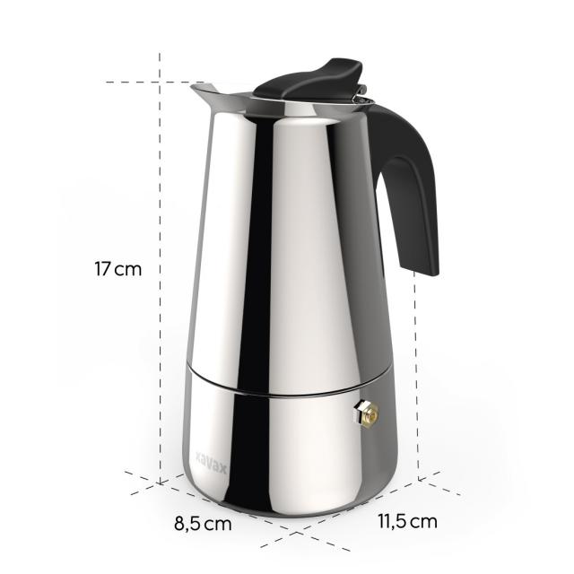 Xavax Stainless Steel Espresso Maker for 4 Cups, 111274 