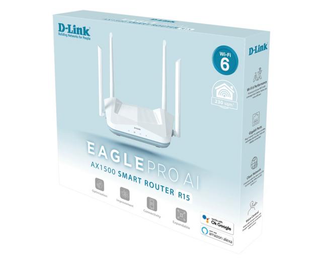 Безжичен рутер D-Link R15, AX1500 Wi-Fi 6,  AI-based Mesh 
