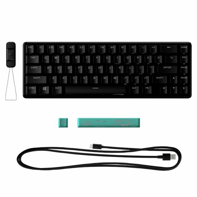 Геймърскa механична клавиатура HyperX Alloy Origins 65, HyperX Aqua суичове, Черен 
