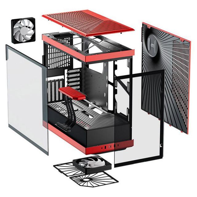 Case HYTE Y40 Tempered Glass, Mid-Tower, Red and Black 