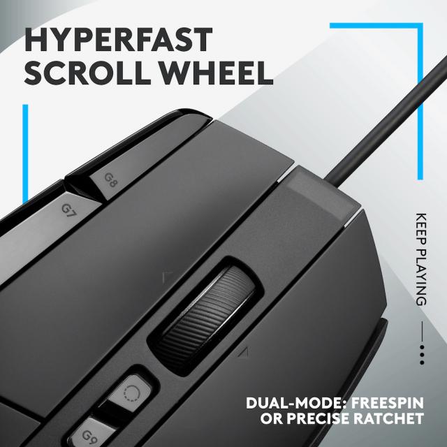 Геймърска мишка Logitech, G502 X, Оптична,  Жична, USB, Черна 