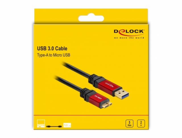 Delock Cable USB 3.0 Type-A male > USB 3.0 Type Micro-B male 2 m Premium 