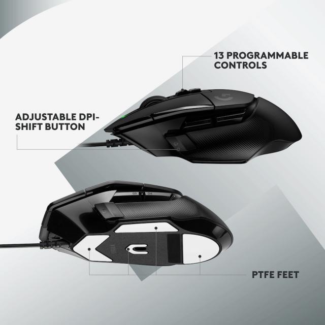 Геймърска мишка Logitech, G502 X, Оптична,  Жична, USB, Черна 