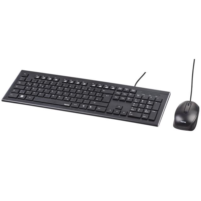 Hama "Cortino" Keyboard/Mouse Set, cabled, Black