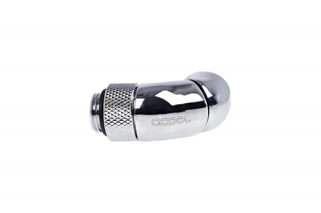 Alphacool Eiszapfen angled adaptor double-45° rotatable G1/4 outer thread to G1/4 inner thread - chrome 