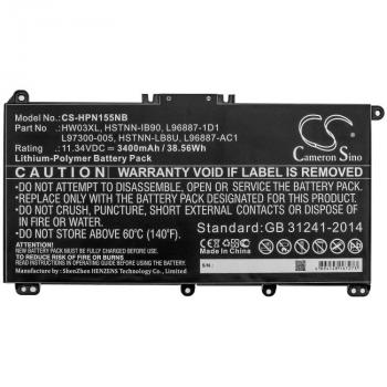 Laptop Battery for  HP Pavilion 15 15-EG0000, Pavilion 15 EG0073CL HSTNN-IB90 LiPo 11.34V  3400mAh CAMERON SINO