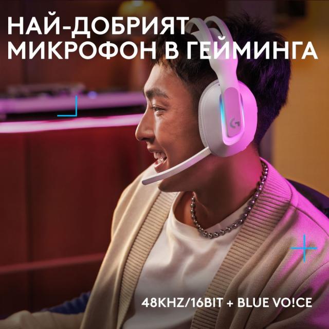 Геймърски слушалки Logitech G522 Lightspeed Wireless RGB, Микрофон, Бели 