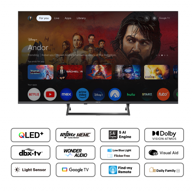 METZ Телевизор 43" 43MQF7500Z UHD 4K QLED SMART TV, Google TV, Клас G 