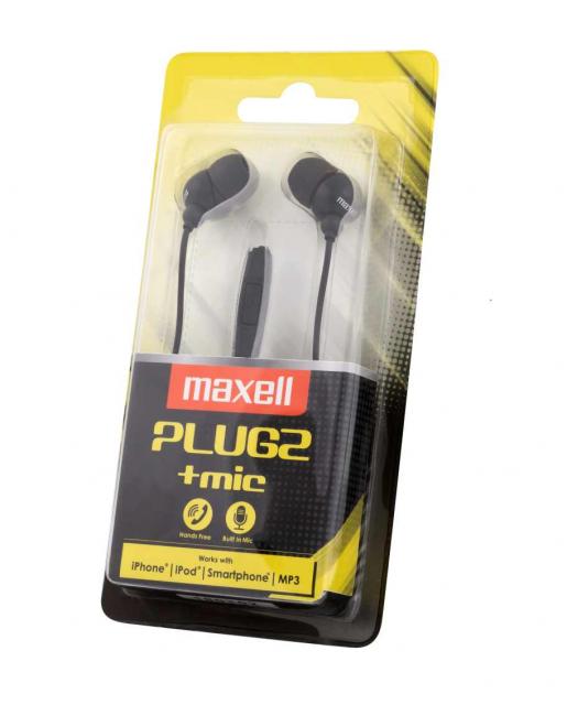 Слушалки  с микрофон MAXELL PLUGZ черна 