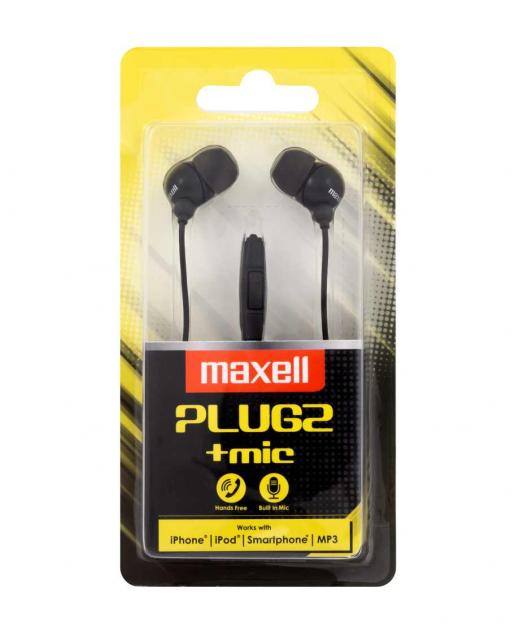 Слушалки  с микрофон MAXELL PLUGZ черна 